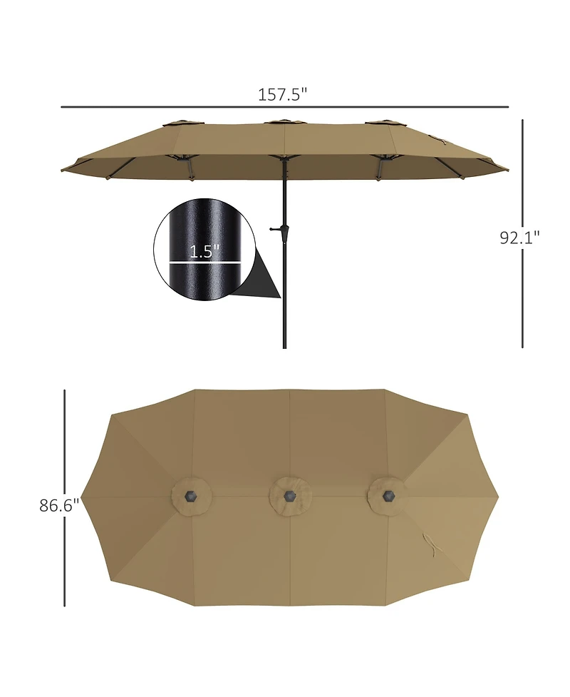 Outsunny 13 ft. Extra Large Patio Umbrella, UPF30+ Double