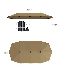 Outsunny 13 ft. Extra Large Patio Umbrella, UPF30+ Double