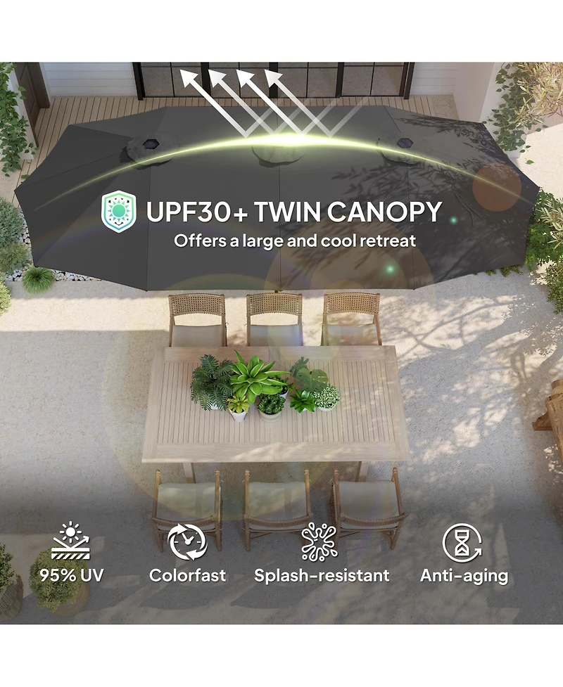 Outsunny 13 ft. Extra Large Patio Umbrella, UPF30+ Double Umbrella,