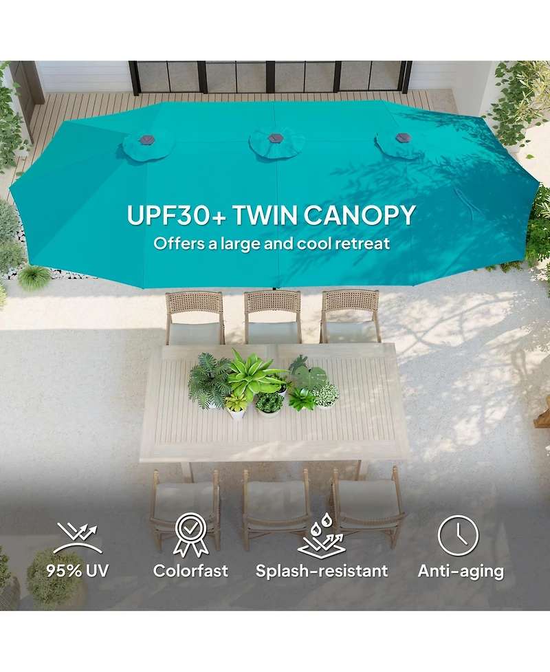 Outsunny 13 ft. Extra Large Patio Umbrella, UPF30+ Double