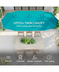 Outsunny 13 ft. Extra Large Patio Umbrella, UPF30+ Double