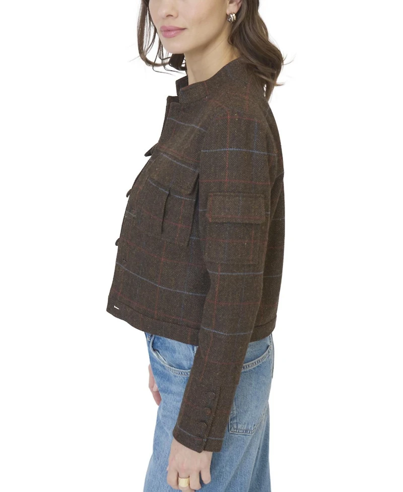 Central Park West Women's Eden Plaid Military Jacket