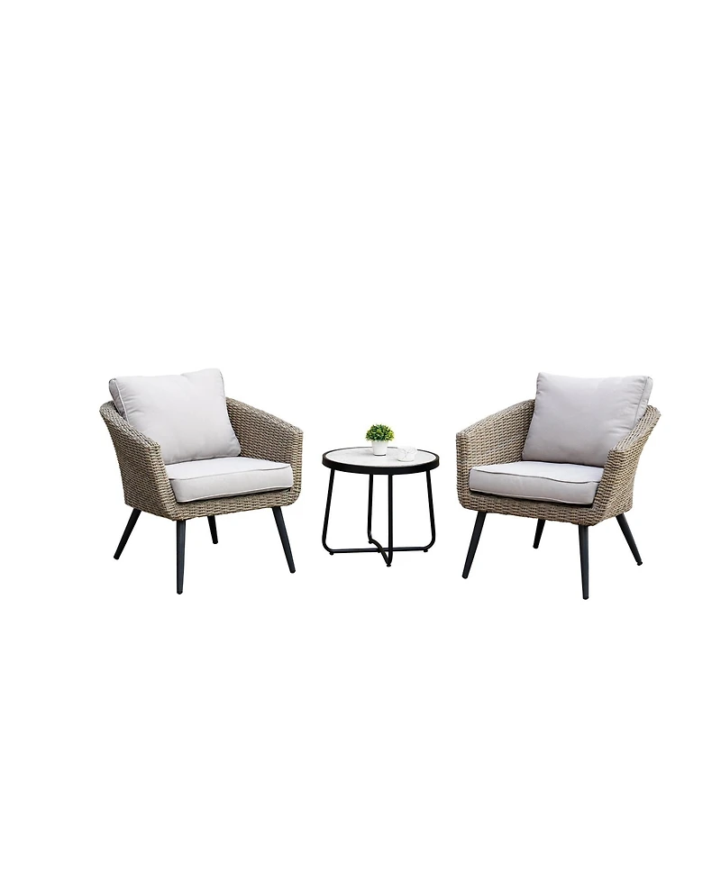 Boyel Living All-Aluminum Wicker Chair Chat Set - 3 Pieces