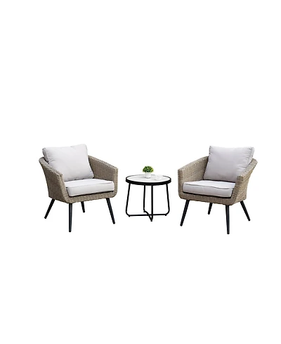 Boyel Living All-Aluminum Wicker Chair Chat Set - 3 Pieces