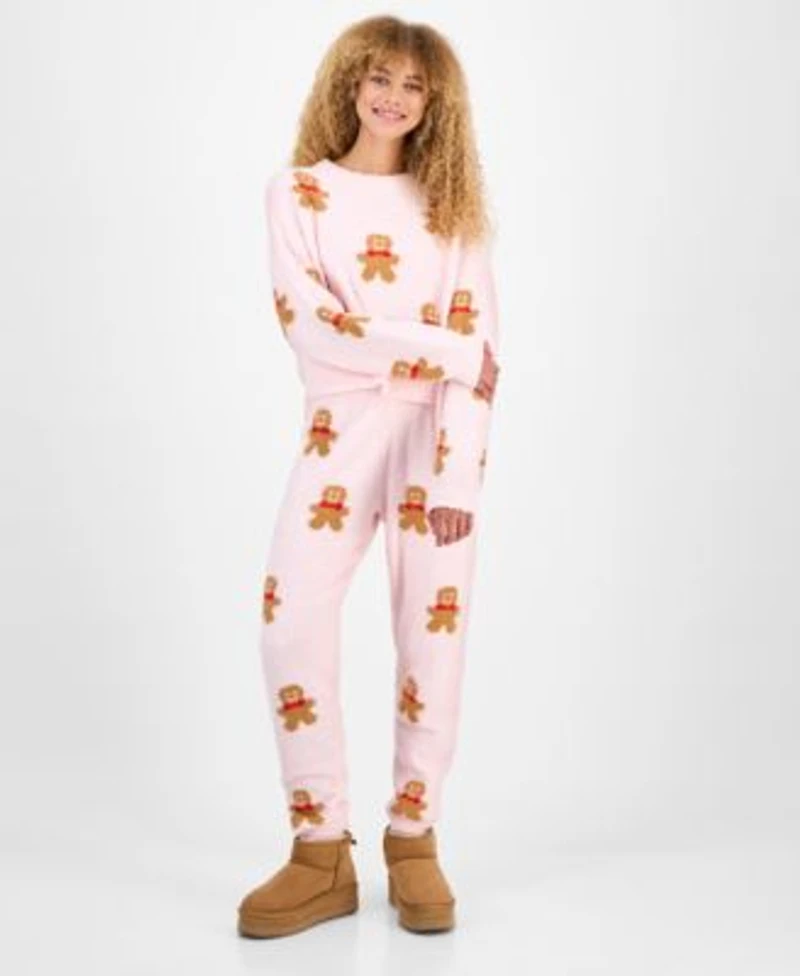 Planet Heart Juniors Teddy Knit Gingerbread Man Long Sleeve Top Teddy Knit Gingerbread Man Pants