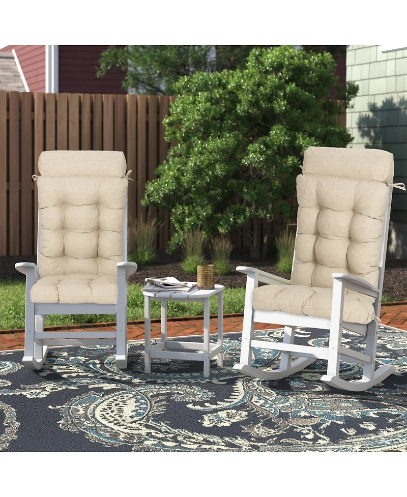 Aoodor Tufted Rocking Chair Cushion, High Back Chair Cushion with Waterproof and Fade-Resistant, Set of 2