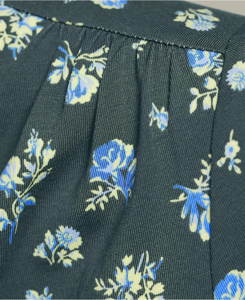 Lands' End Women's Plus Short Sleeve Lightweight Jersey Gathered Shoulder T-Shirt