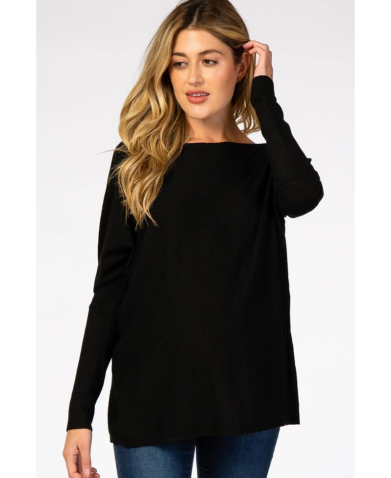 Pinkblush Maternity Black Soft Knit Boatneck Dolman Sleeve Sweater