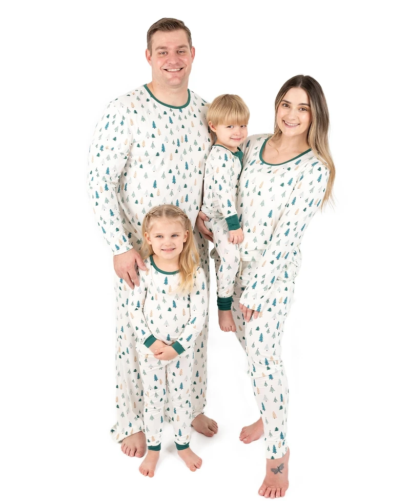 Leveret Kids Two Piece Bamboo Pajamas, Pine Tree, Matching Family Christmas Pajamas