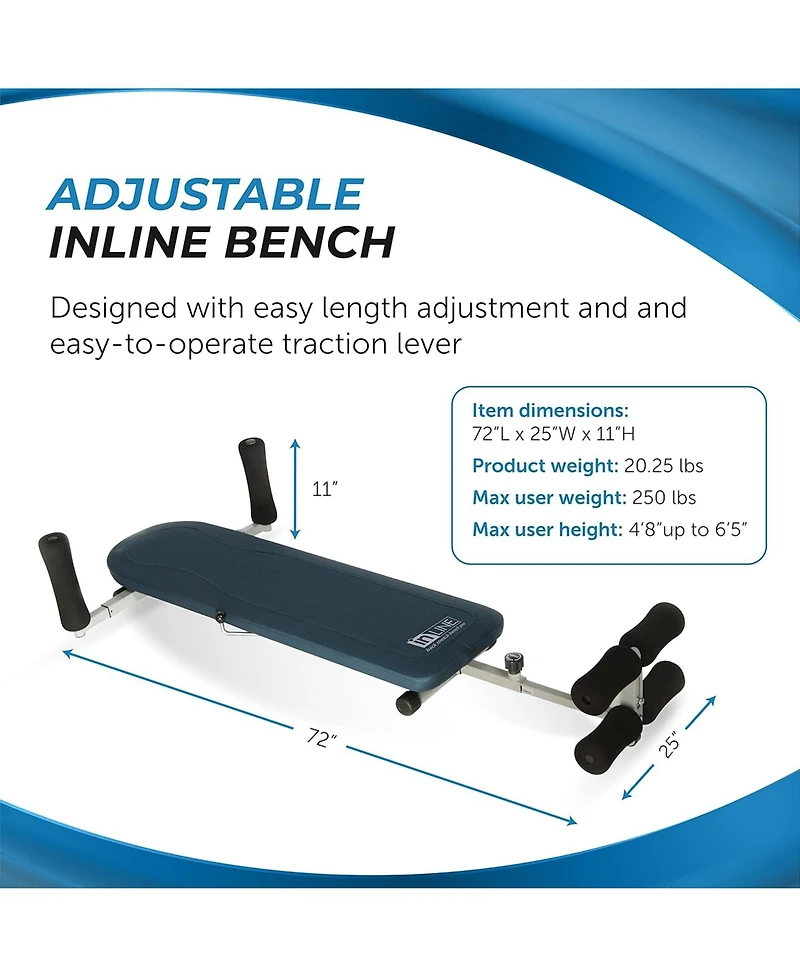 Stamina Products InLine Traction System Joints and Back Stretch Bench, Blue Gray