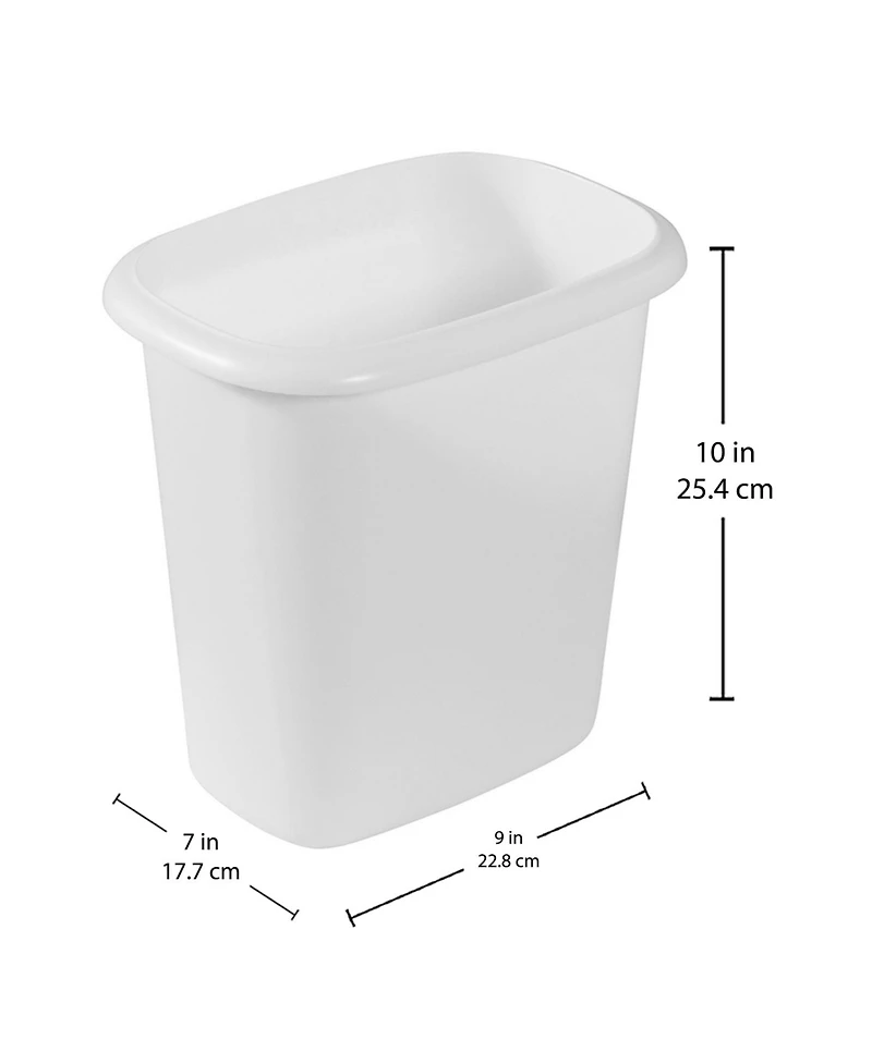 Rubbermaid 6 Quart Bedroom, Bathroom, and Office Wastebasket Trash Can, White