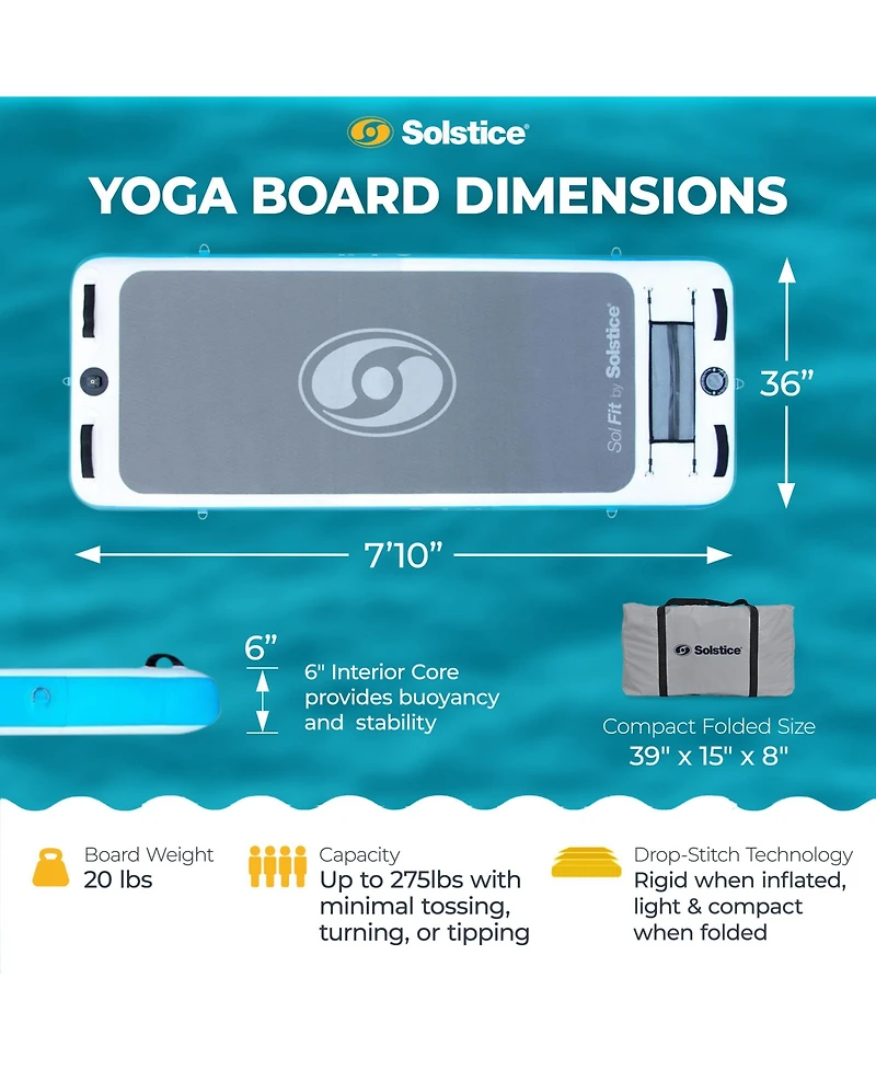 Solstice SolFit 94 Inch Stand Up Paddle Board Aquatic Yoga Mat with Camera Mount