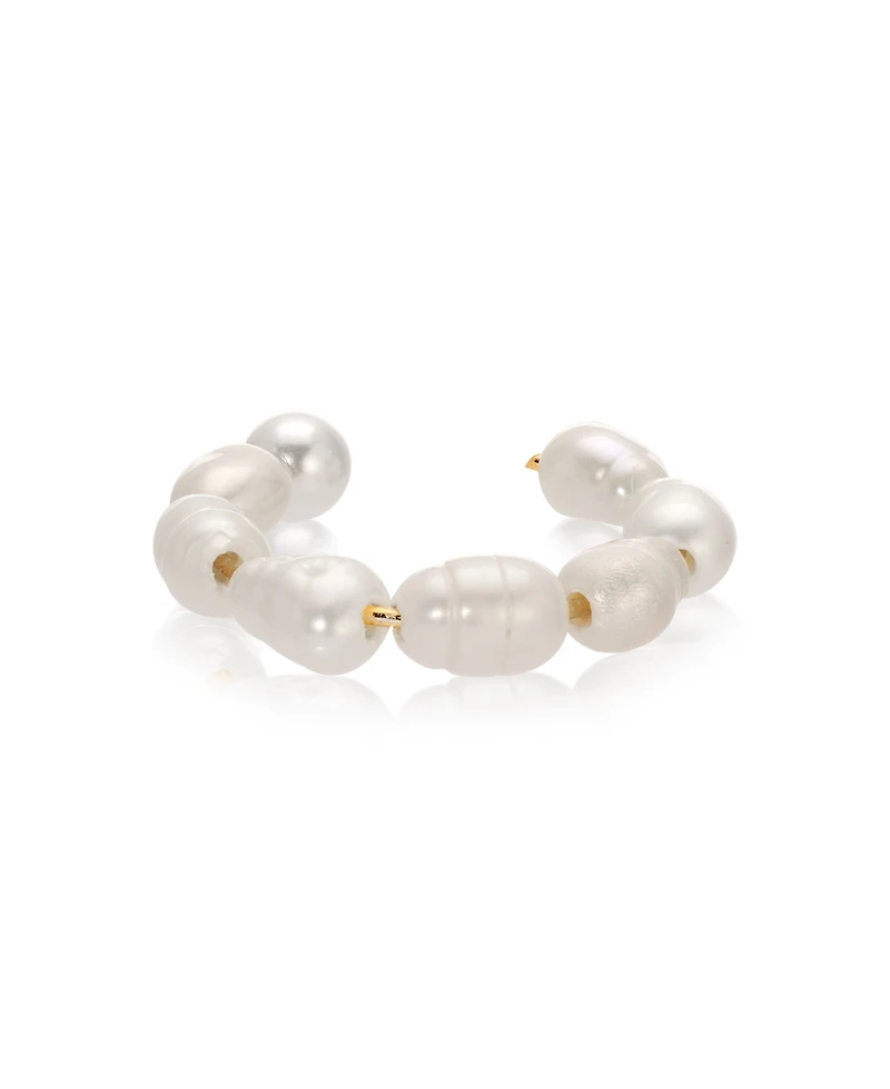 Ettika Cultivated Pearl Drama Gold Cuff Earrings Set