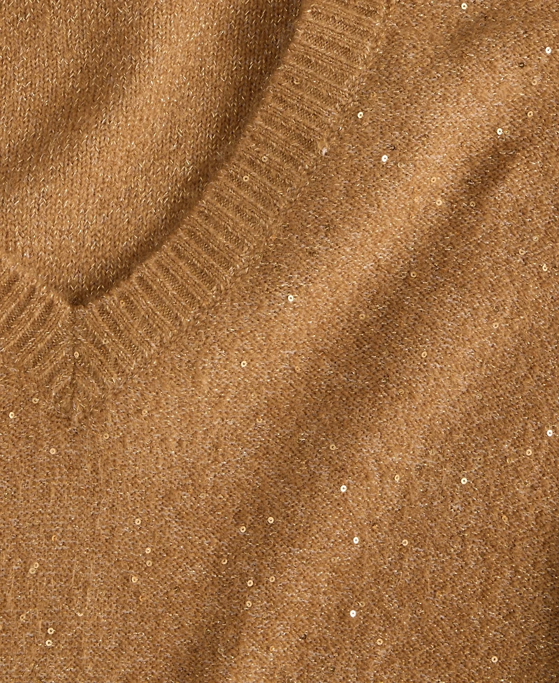 I.n.c. International Concepts Women's Roving Sequin V-Neck Sweater, Macy's Exclusive