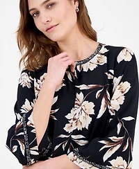 Jm Collection Women's Rhinestone Floral Top, Macy's Exclusive