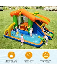 Gymax 8-in-1 Inflatable Bounce House Water Park w/ Slide Water Cannon Blower Excluded