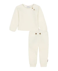Calvin Klein Baby Girls 2-Piece Quilted Crewneck Top and Joggers set
