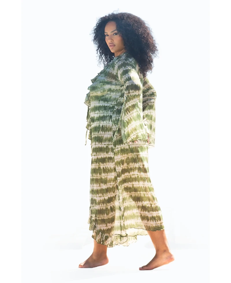 Fashion-szn Curve Women's Tie Dye Ruffle Resort Kaftan