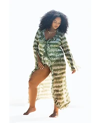 Fashion-szn Curve Women's Tie Dye Ruffle Resort Kaftan