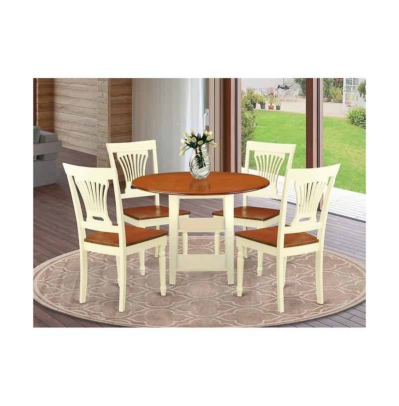 East West Furniture Dining Room Set Buttermilk & Cherry