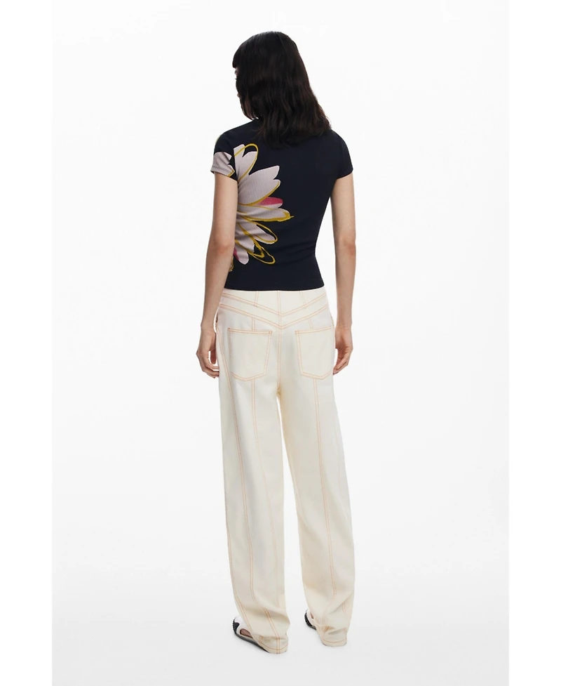 Desigual Women's Short-sleeve floral T-shirt with opening