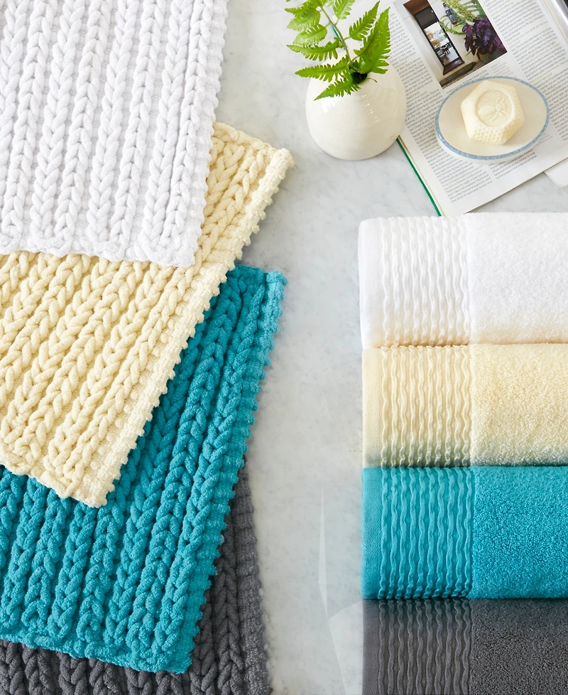 Madison Park Lasso Yarn-Dyed Cotton Chenille Bath Rug
