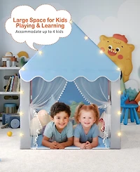 Kids Playhouse Tent with Star Lights & Mat for Girls Boys, Indoor/Outdoor Gift