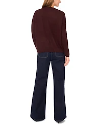 Vince Camuto Women's Cozy Crewneck Star-Print Dropped-Shoulder Sweater