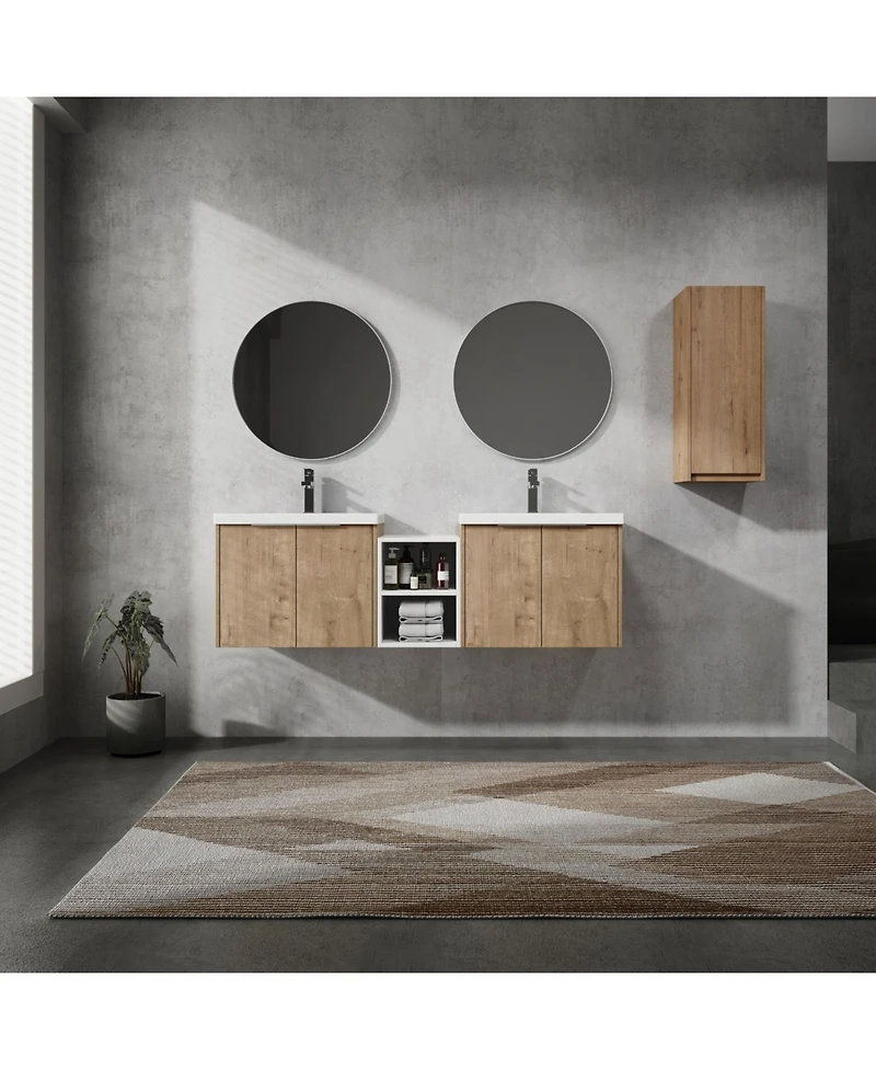 Streamdale Furniture 60" Wall-Mounted Bathroom Vanity with Sink and Storage