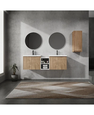 Streamdale Furniture 60" Wall-Mounted Bathroom Vanity with Sink and Storage