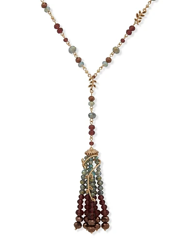 lonna & lilly Glass Stone Beaded Tassel Y-Necklace