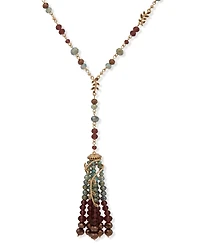 lonna & lilly Glass Stone Beaded Tassel Y-Necklace
