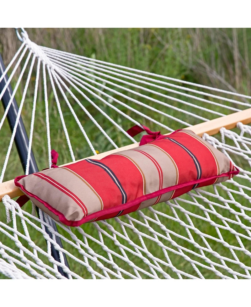 Cotton Rope Freestanding Hammock with Spreader Bar Portable Steel Stand and Pad Pillow Set - 12'
