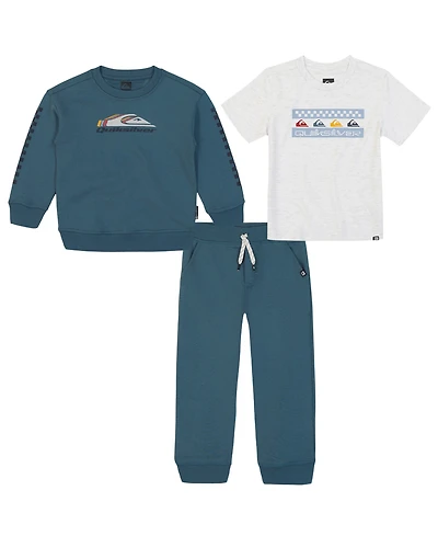 Quiksilver Toddler & Little Boys 4T-7 3-Piece Crewneck T-Shirt, Hooded Sweatshirt and Joggers Set