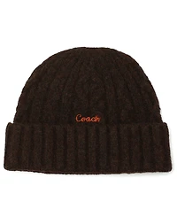 Coach Women's Embroidered Cable-Knit Beanie Hat