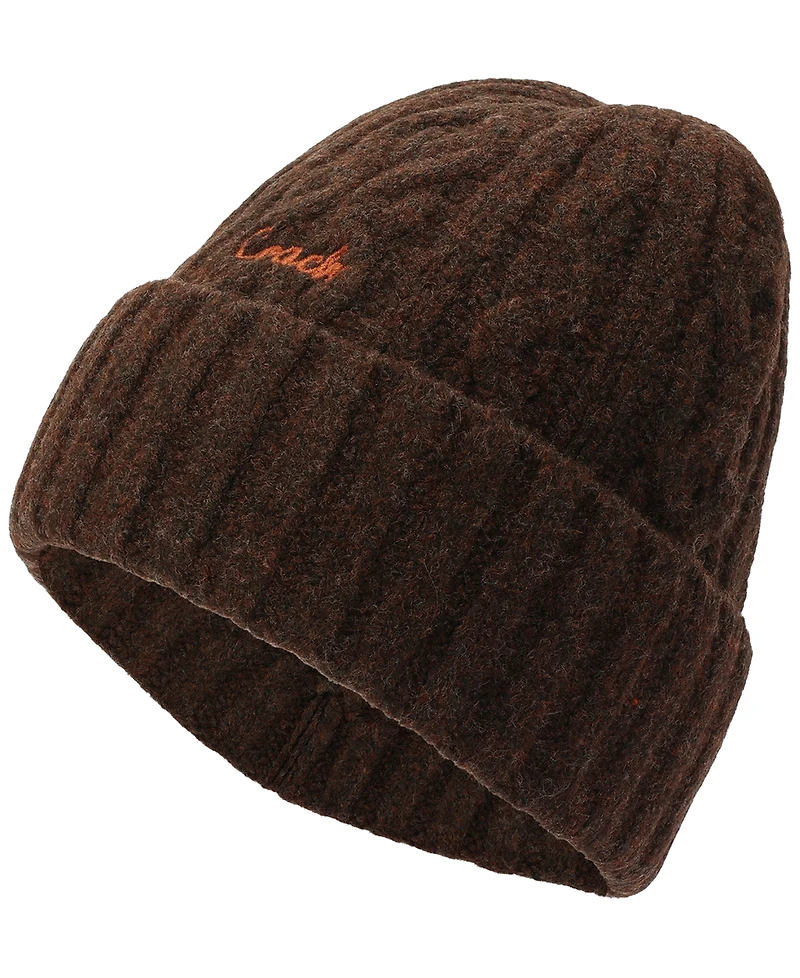 Coach Women's Embroidered Cable-Knit Beanie Hat