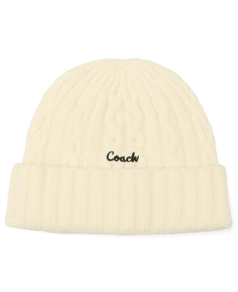 Coach Women's Embroidered Cable-Knit Beanie Hat