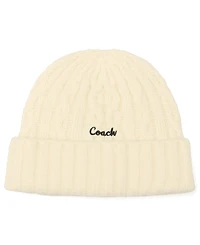 Coach Women's Embroidered Cable-Knit Beanie Hat