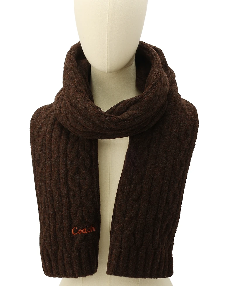 Coach Women's Embroidered Cable-Knit Muffler Scarf