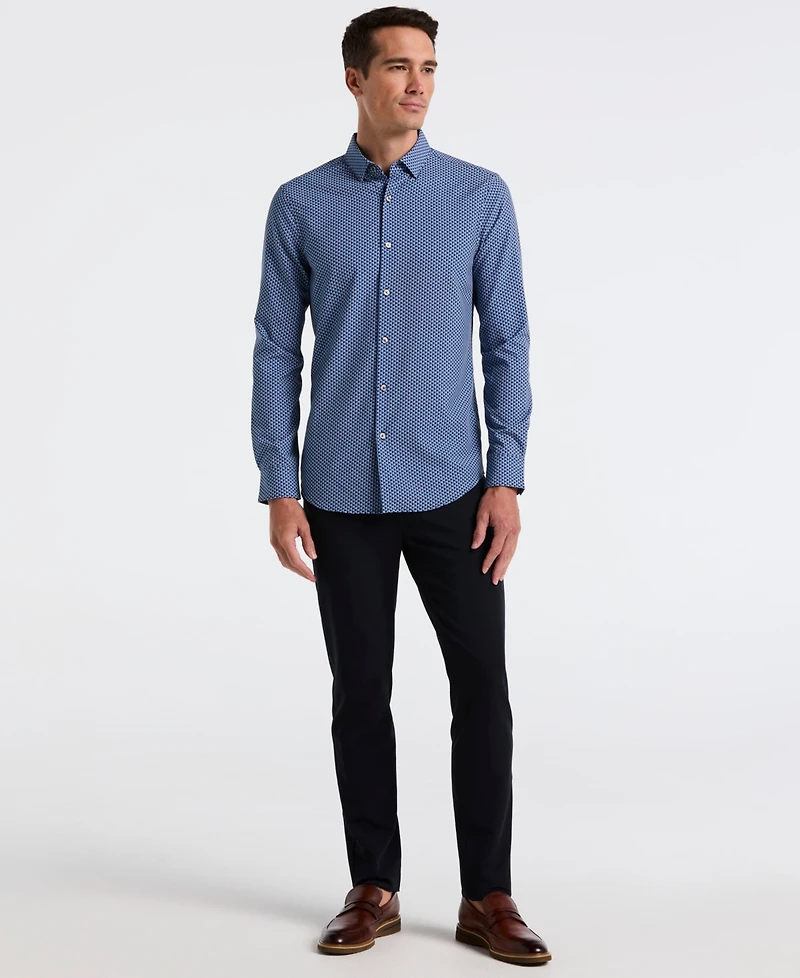 Perry Ellis Men's Long Sleeve Geometric Print Shirt