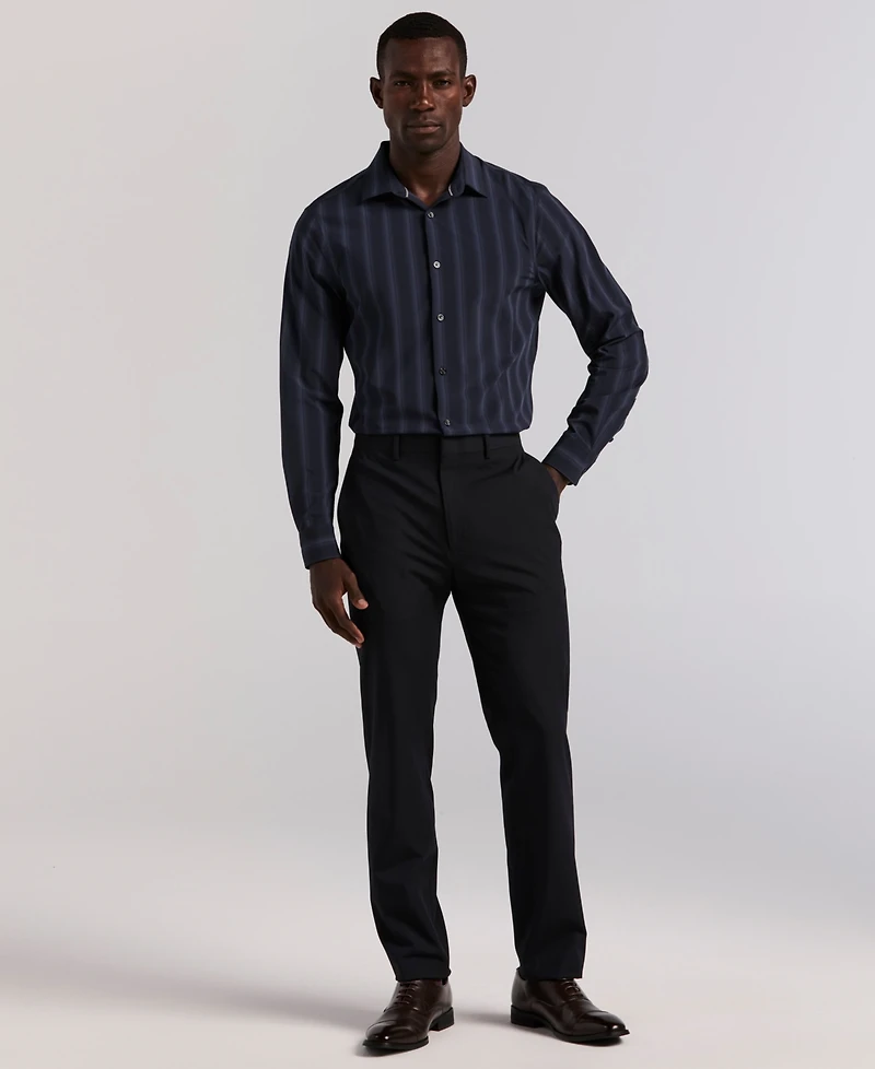 Perry Ellis Men's Long Sleeve Ombre Yarn-Dyed Stripe Shirt