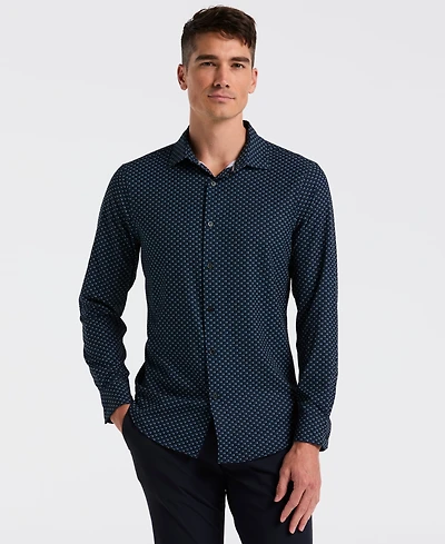 Perry Ellis Men's Grid Geometric Print Shirt