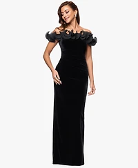 Xscape Petite Off-Shoulder Long Dress