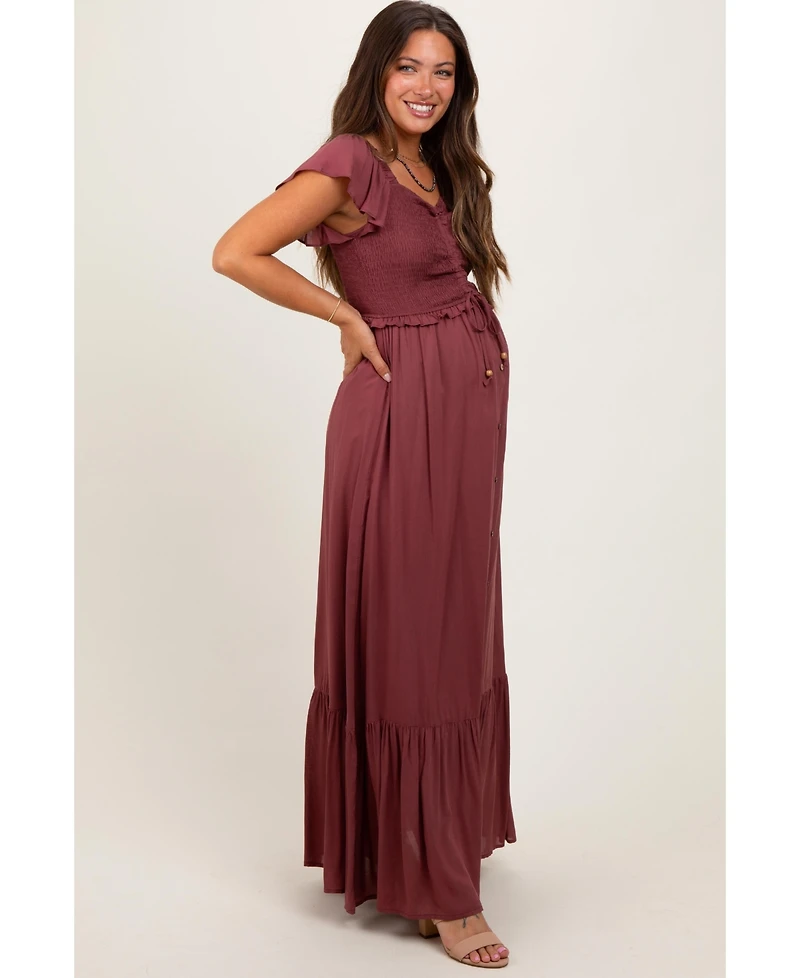 Pinkblush Maternity Smocked Top Woven Maxi Dress