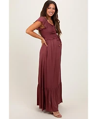 Pinkblush Maternity Smocked Top Woven Maxi Dress
