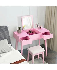 Volenca Makeup Vanity Table Set with Flip Top Mirror and 2 Drawers