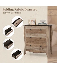 Volenca Dresser for Bedroom with 3 Folding Fabric Drawers and Anti-tipping Kit