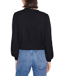 Belldini Women's Rhinestone-Bow Hidden-Snap Cardigan Sweater