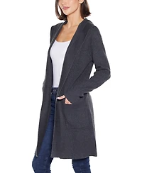 Belldini Women's Hooded Novelty-Stitch Coatigan Sweater