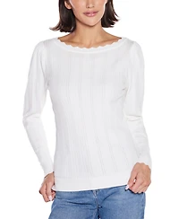 Belldini Women's Scalloped-Trim Boat Neck Sweater